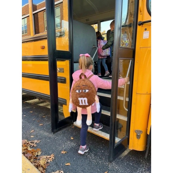 M&M's‎ World Ms. Brown Plush Backpack 18.5" Bag Glasses Heels New with Tag 2014 - Picture 2 of 14